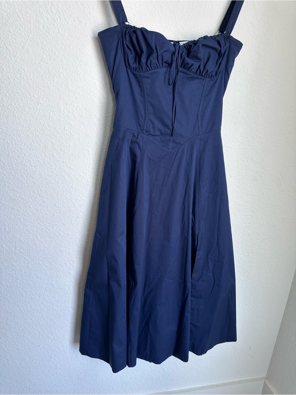 House of CB Carmen Navy Blue Corset Lace Up Back Dress large Milkmaid Sundress - Picture 16 of 16